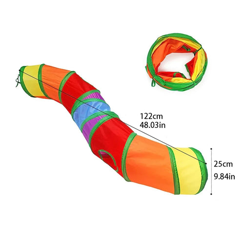 Collapsible Rainbow Cat Tunnel Toy